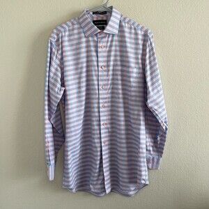 Paul Fredrick Tailored Fit Long Sleeve Button Down Plaid Shirt Mens 15.5 x 33